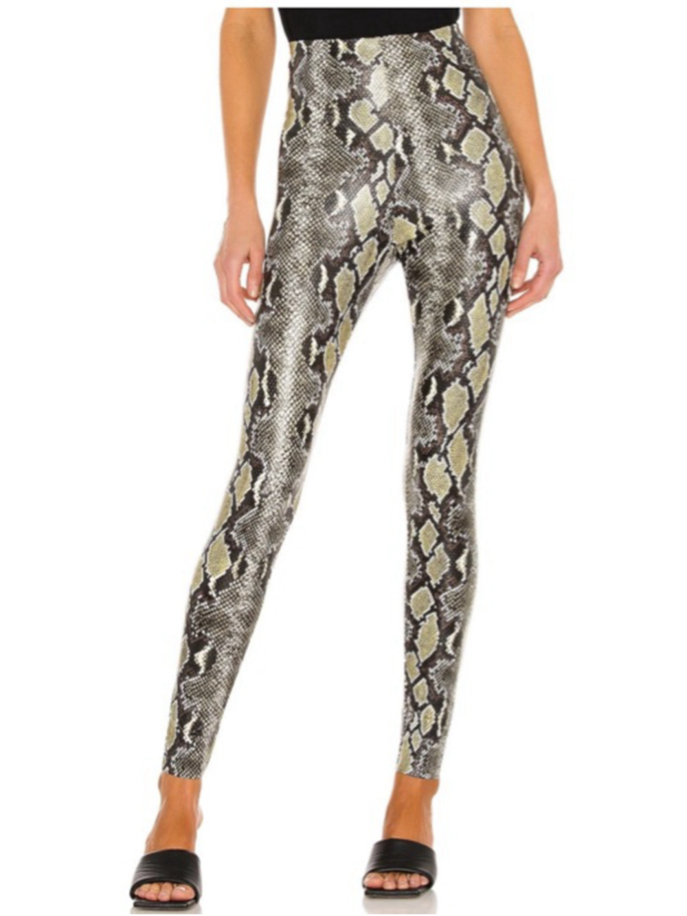 Commando | Snake Print Faux Leather Leggings | Green-Black-Cream | Size Small